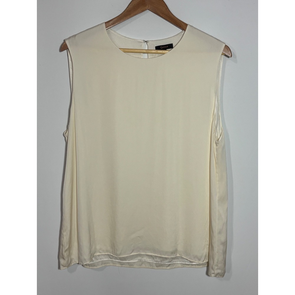 Quince Washable Silk Sleeveless Tank Bundle of 2  Black Ivory XL Quiet Luxury - Picture 4 of 12
